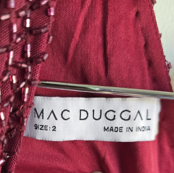 Mac‎ Duggal, Hand Embellished Halter Midi Sheath Dress,Burgundy, Size 2 - Picture 10 of 10